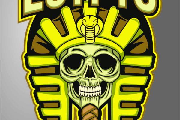 卡通法老骷髅头字母EGYPTS印花矢量图服装裁片T恤烫图印花花型素材