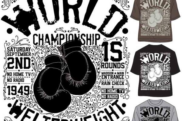 几何花纹字母拳击手套印花矢量图服装裁片T恤烫图印花花型素材