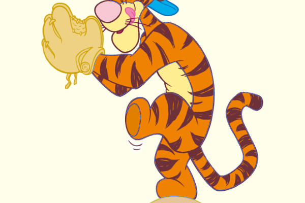 卡通动漫图案跳跳虎印花矢量图服装裁片T恤烫图印花花型素材