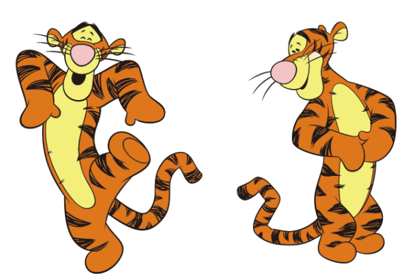 卡通动漫图案跳跳虎印花矢量图服装裁片T恤烫图印花花型素材