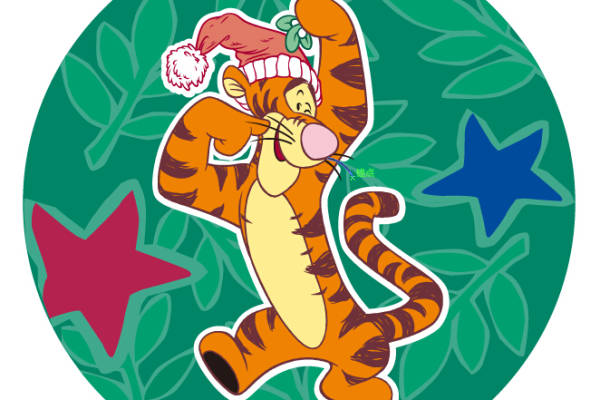 卡通动漫图案跳跳虎印花矢量图服装裁片T恤烫图印花花型素材