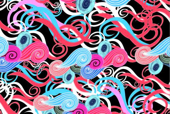 几何线条图案海浪印花矢量图服装纺织数码印花花型