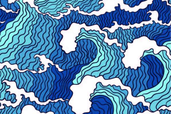 海浪图案印花矢量图服装纺织数码印花花型素材