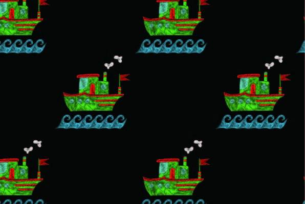 几何图案轮船拼接印花矢量图服装纺织数码印花花型素材