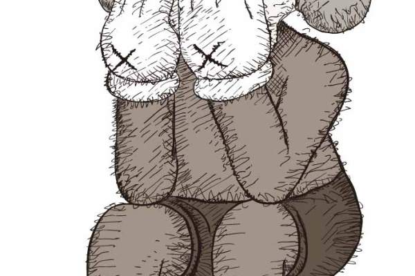 潮牌KAWS图案字母印花矢量图服装裁片T恤烫图印花花型素材