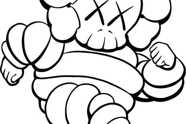 潮牌KAWS图案印花矢量图服装裁片T恤烫图印花花型素材