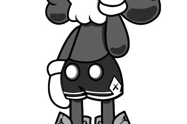 潮牌KAWS图案印花矢量图服装裁片T恤烫图印花花型素材