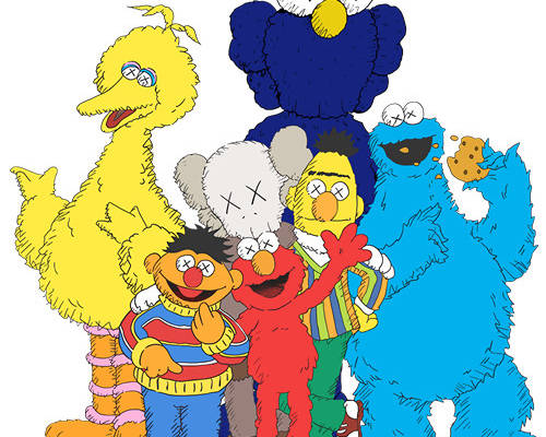 潮牌KAWS图案印花矢量图服装裁片T恤烫图印花花型素材