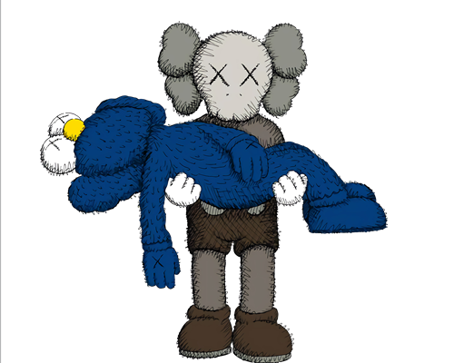 潮牌KAWS图案印花矢量图服装裁片T恤烫图印花花型素材