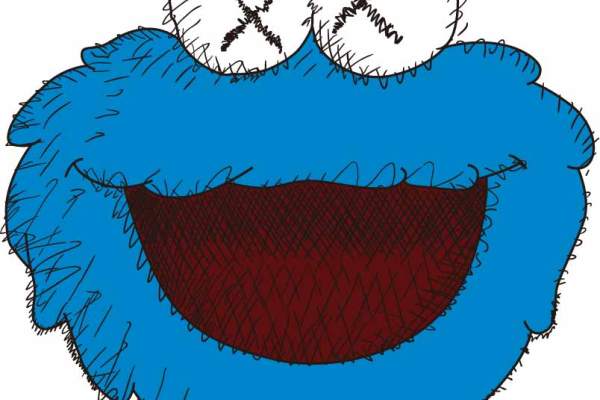 潮牌KAWS图案印花矢量图服装裁片T恤烫图印花花型素材