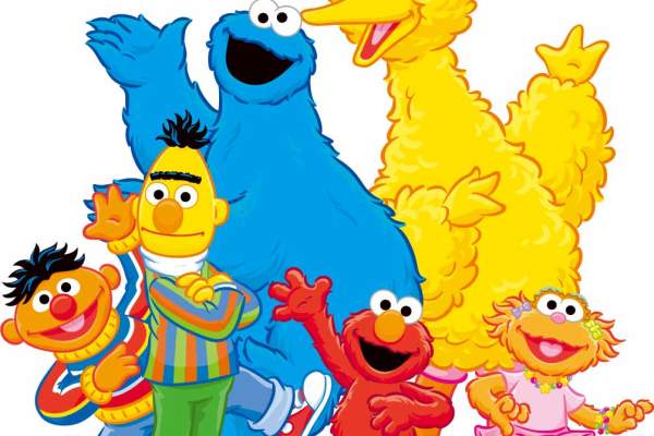 卡通动漫人物芝麻街图案字母潮牌印花矢量图服装裁片T恤烫图印花花型素材