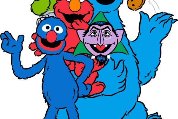 卡通动漫人物芝麻街图案字母潮牌印花矢量图服装裁片T恤烫图印花花型素材