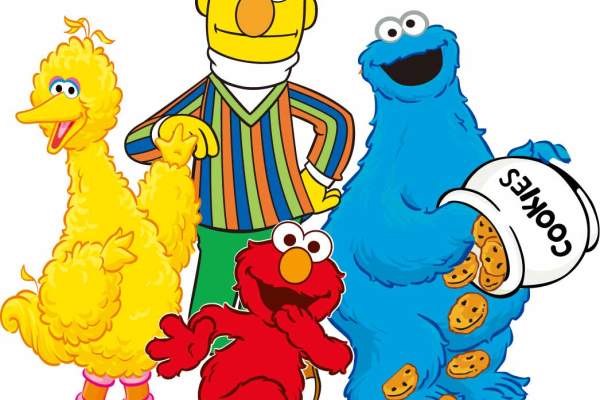 卡通动漫人物芝麻街图案字母潮牌印花矢量图服装裁片T恤烫图印花花型素材