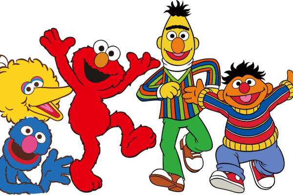 卡通动漫人物芝麻街图案字母潮牌印花矢量图服装裁片T恤烫图印花花型素材