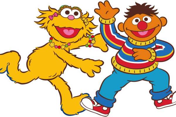 卡通动漫人物芝麻街图案字母潮牌印花矢量图服装裁片T恤烫图印花花型素材