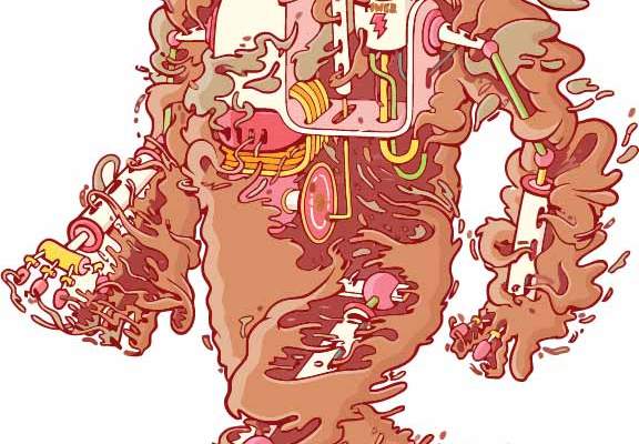 卡通抽象人物印花矢量图服装裁片T恤烫图印花花型素材