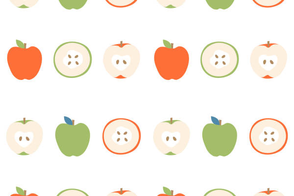 水果苹果图案印花矢量图服装纺织数码印花花型素材