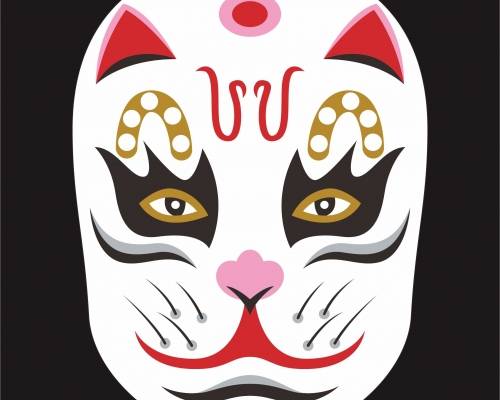 传统文化京剧脸谱印花矢量图服装裁片T恤烫图印花花型素材