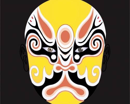 传统文化京剧脸谱印花矢量图服装裁片T恤烫图印花花型素材