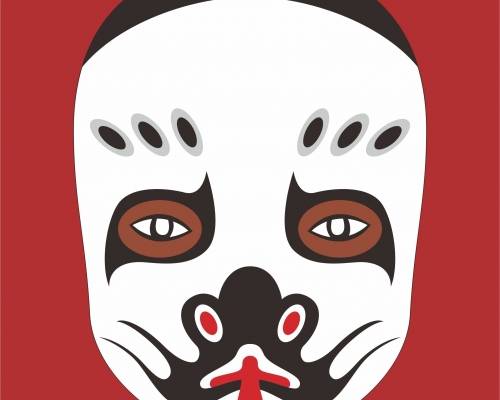 传统文化京剧脸谱印花矢量图服装裁片T恤烫图印花花型素材