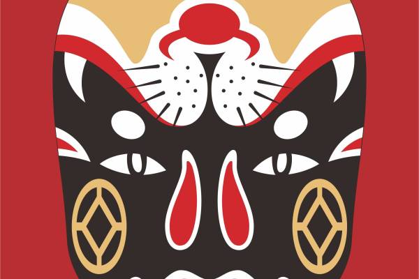 传统文化京剧脸谱印花矢量图服装裁片T恤烫图印花花型素材