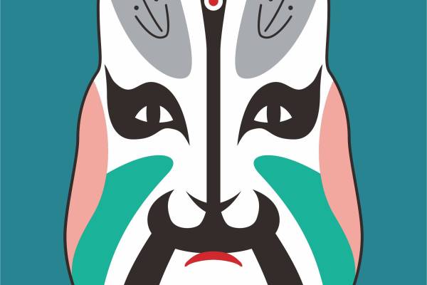 传统文化京剧脸谱印花矢量图服装裁片T恤烫图印花花型素材