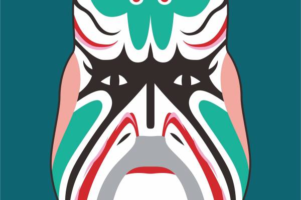 传统文化京剧脸谱印花矢量图服装裁片T恤烫图印花花型素材