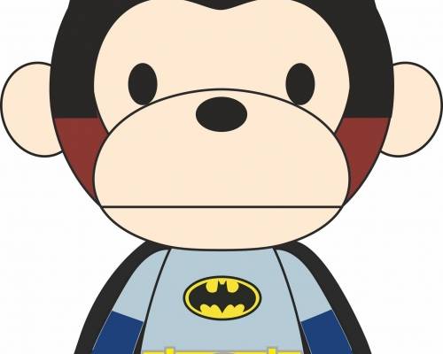 可爱卡通猴子蝙蝠侠服装裁片T恤印花烫图印花花型素材