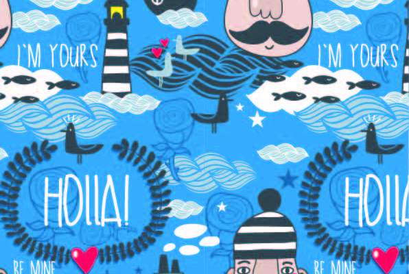 卡通动漫人物字母印花矢量图服装纺织数码印花花型素材