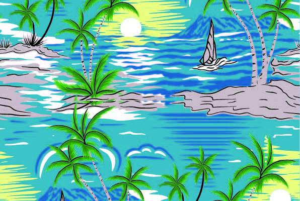 夏日风椰子树印花矢量图服装纺织数码印花花型素材