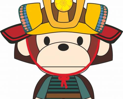 可爱卡通猴子日本武士装裁片T恤印花烫图印花花型素材