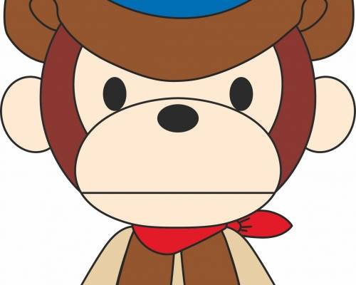 可爱卡通猴子牛仔服装裁片T恤印花烫图印花花型素材