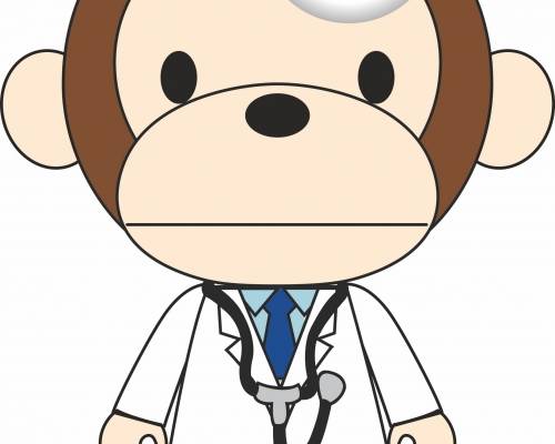 可爱卡通猴子医生服装裁片T恤印花烫图印花花型素材