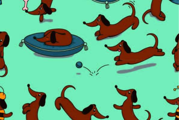 卡通动物小狗印花矢量图服装纺织数码印花花型素材