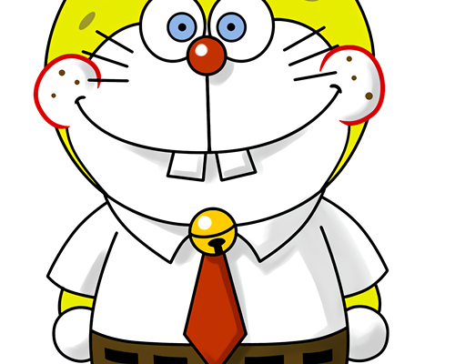 哆啦A梦海绵宝宝印花图案服装裁片T恤烫图印花花型素材
