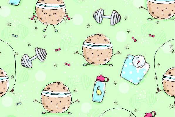 卡通图案曲奇饼印花矢量图服装纺织数码印花花型素材