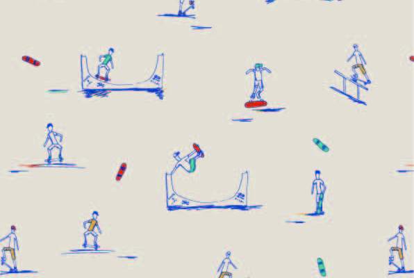 几何卡通人物滑板印花矢量图服装纺织数码印花花型素材