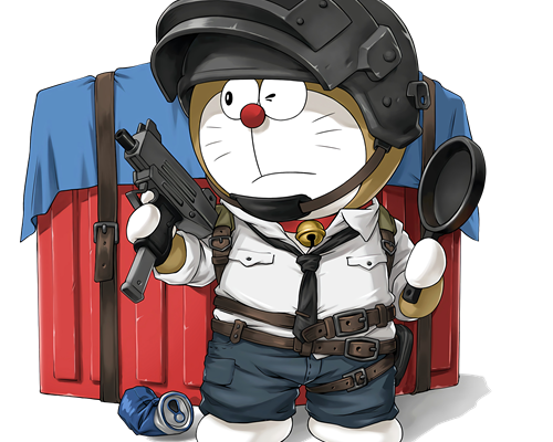 哆啦A梦吃鸡印花图案服装裁片T恤烫图印花花型素材