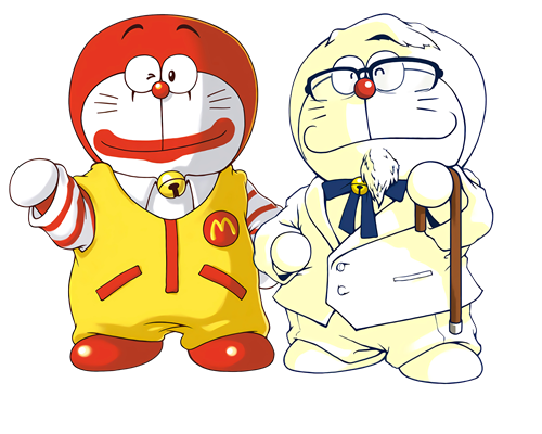 哆啦A梦麦当劳印花图案服装裁片T恤烫图印花花型素材