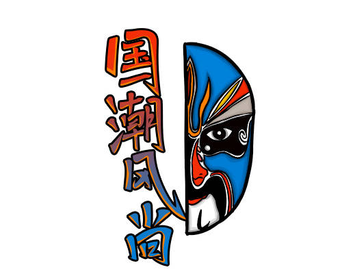 国潮风尚京剧脸谱印花素材服装裁片T恤烫图印花花型