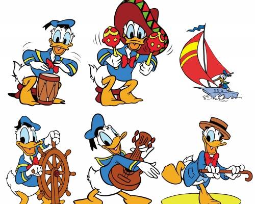 卡通动漫唐老鸭印花图案服装裁片T恤烫图印花花型素材