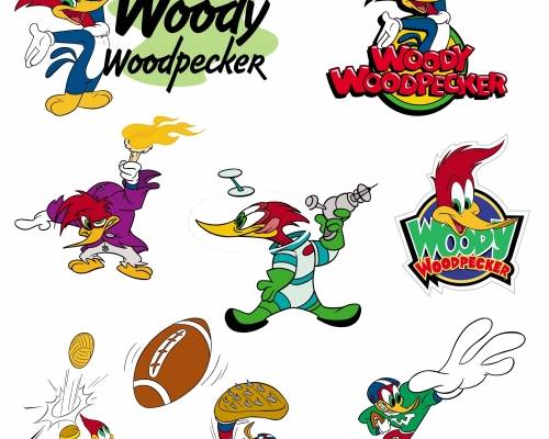 卡通动漫唐老鸭啄木鸟印花图案服装裁片T恤烫图印花花型素材