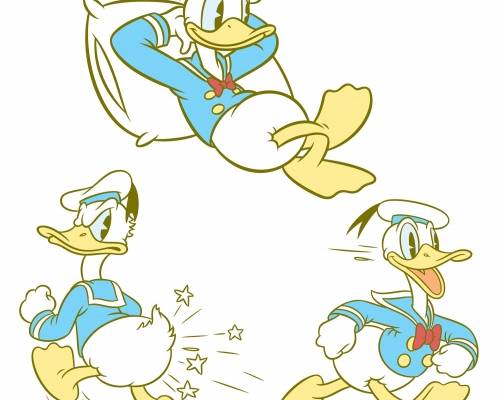 卡通动漫唐老鸭印花图案服装裁片T恤烫图印花花型素材