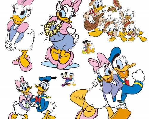 卡通动漫唐老鸭印花图案服装裁片T恤烫图印花花型素材