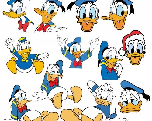 卡通动漫唐老鸭印花图案服装裁片T恤烫图印花花型素材