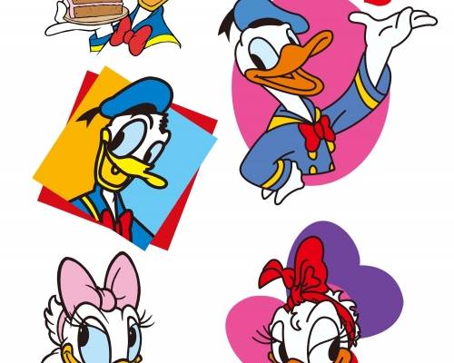 卡通动漫唐老鸭印花图案服装裁片T恤烫图印花花型素材