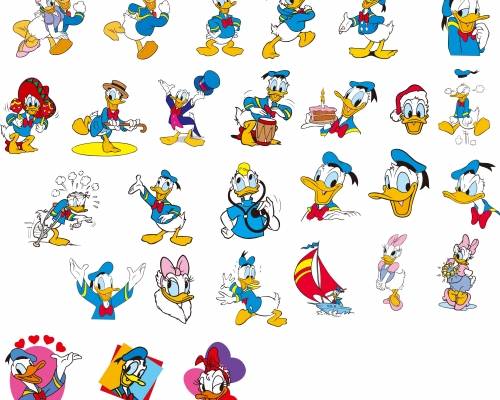 卡通动漫唐老鸭印花图案服装裁片T恤烫图印花花型素材