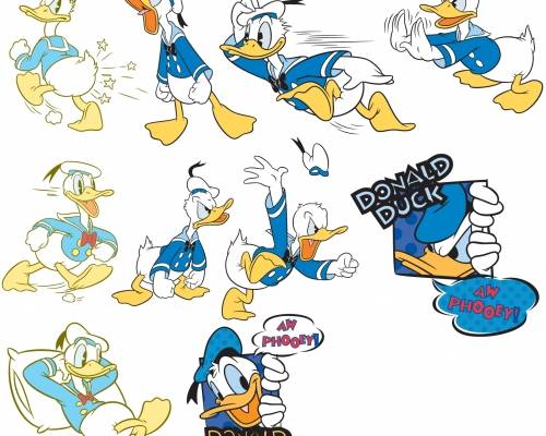 卡通动漫唐老鸭印花图案服装裁片T恤烫图印花花型素材