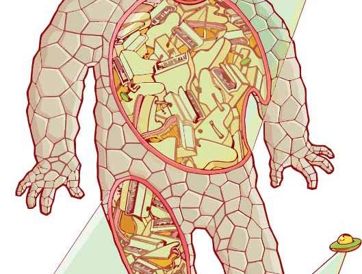 卡通抽象人物飞碟印花矢量图服装裁片T恤烫图印花花型素材