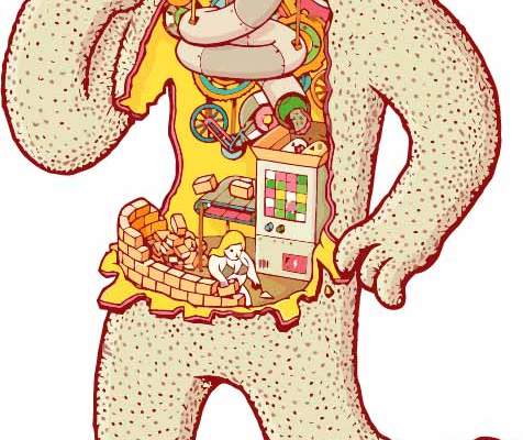 卡通抽象人物印花矢量图服装裁片T恤烫图印花花型素材